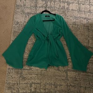 Green Romper with flare out sleeves